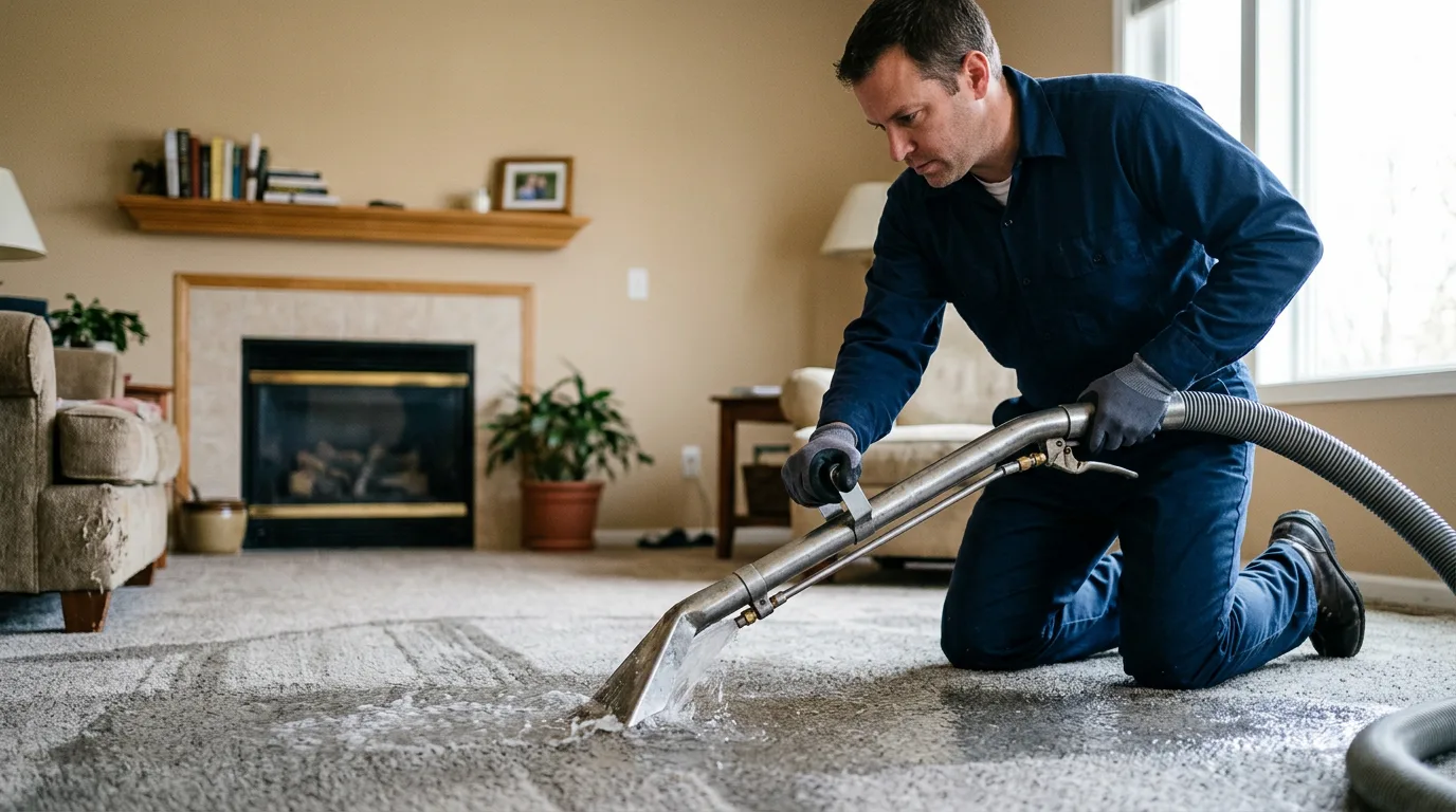 Water damage restoration technician working near Arnolds Park, IA